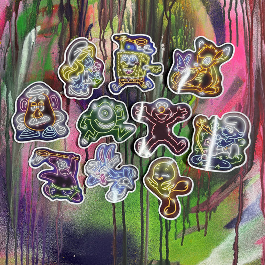 Mixed Cartoon 10 Sticker Pack TWO